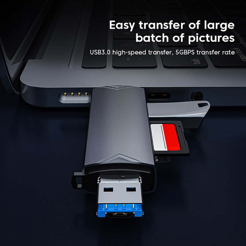 قارئ بطاقات متعدد الوظائف ، 6 في 1 ، مايكرو USB ، محول محرك فلاش ، 5Gbps ، نقل عالي السرعة ، OTG ، Type C ، SD ، TF ، USB 3.0