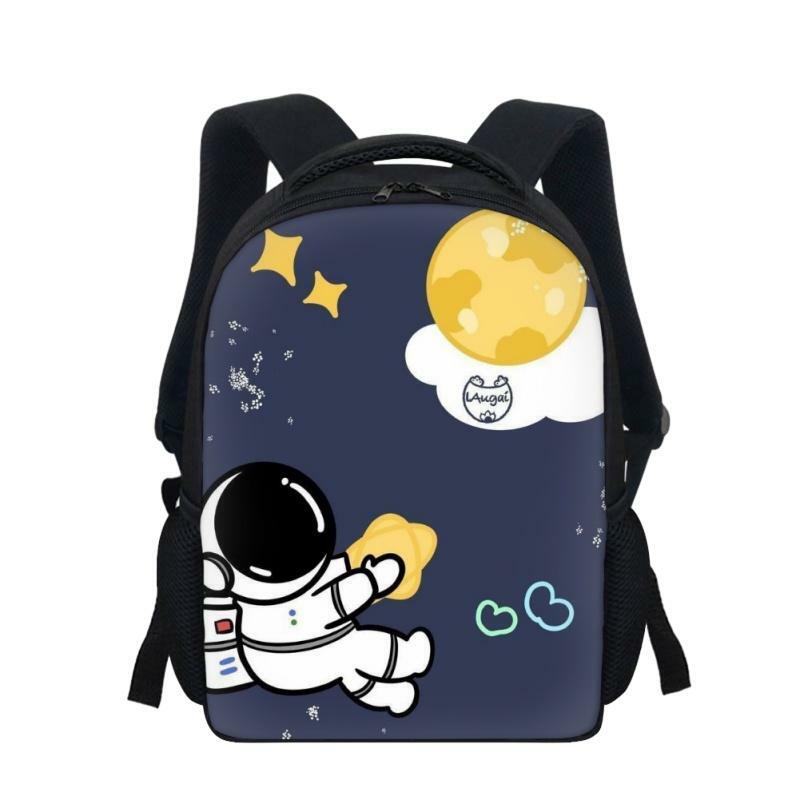 حقيبة ظهر مطبوعة لرائد الفضاء ، حقيبة مدرسية متعددة الوظائف للمدرسة الابتدائية ، جيوب جانبية شبكية