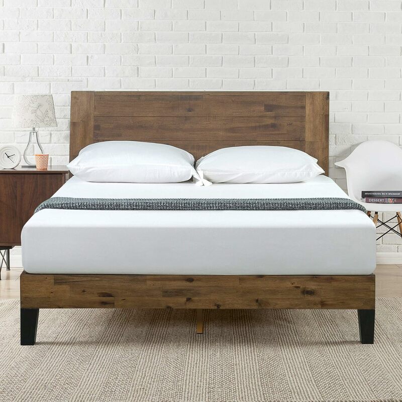إطار سرير بمنصة خشبية من ZINUS Tonja مع لوح أمامي ، أساس مرتبة مع دعامة شريحة خشبية ، لا حاجة إلى زنبرك ، سهل