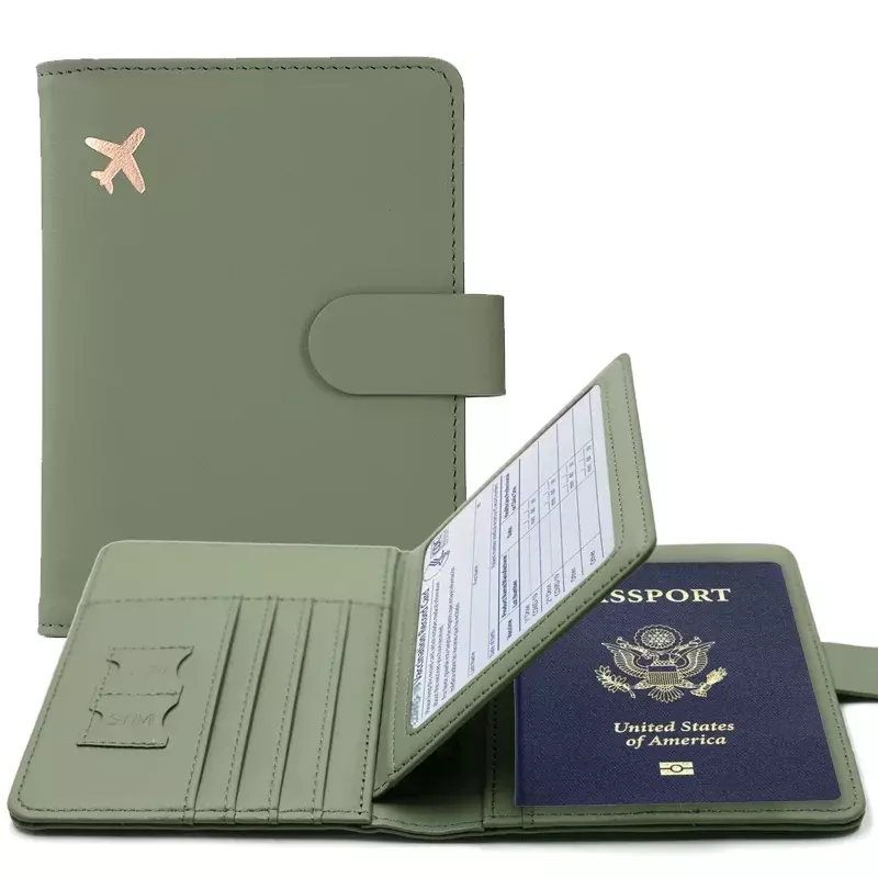 غطاء جواز سفر بولي Leather جلد رجل إمرأة جواز سفر حامل مع حامل بطاقة الائتمان حافظة محفظة حامي الغلاف