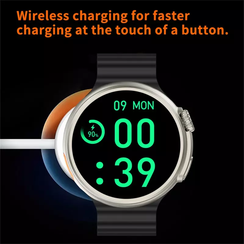 Z78 Ultra NFC ساعة ذكية ، شحن لاسلكي ، شاشة دائرية ، مساعد صوت للألعاب AI ، معدل ضربات القلب ، الساعات الرياضية