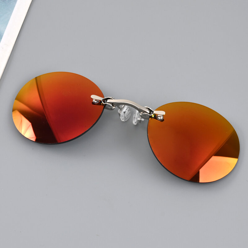 1 قطعة كليب على الأنف نظارات مستديرة بدون شفة مصفوفة Morpheus النظارات الشمسية مصغرة فرملس خمر الرجال النظارات UV400
