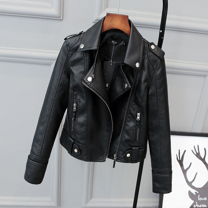 سليم بولي Leather سترة جلدية المرأة الربيع/الخريف الشتاء جديد دراجة نارية جلدية معطف قصير
