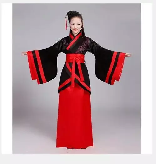 أزياء هانفو الصينية التقليدية للنساء ، بدلة تانغ للأداء المسرحي ، فستان رقص العام الجديد للكبار