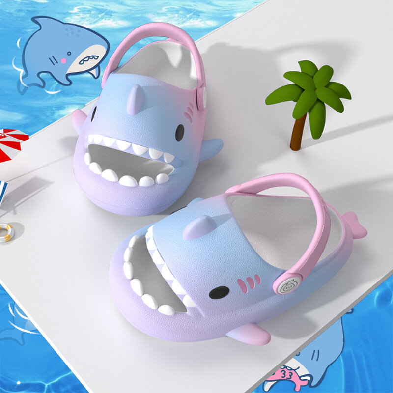 Gacimy-صنادل للأطفال ، رسوم متحركة ، تصميم سمك القرش ، مقاوم للماء ، مانع للإنزلاق ، للخارج ، الشاطئ ، الطفل ، الأولاد والبنات ، الموضة ، الصيف