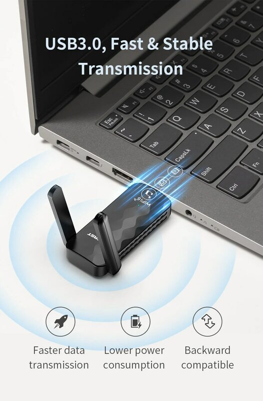 واي فاي 6 USB محول لاسلكي واي فاي دونغل 1800Mbps 2 * 2dBi هوائي بطاقة الشبكة 5G/2.4GHz AX مكاسب عالية واي فاي FI6 محول لسطح المكتب