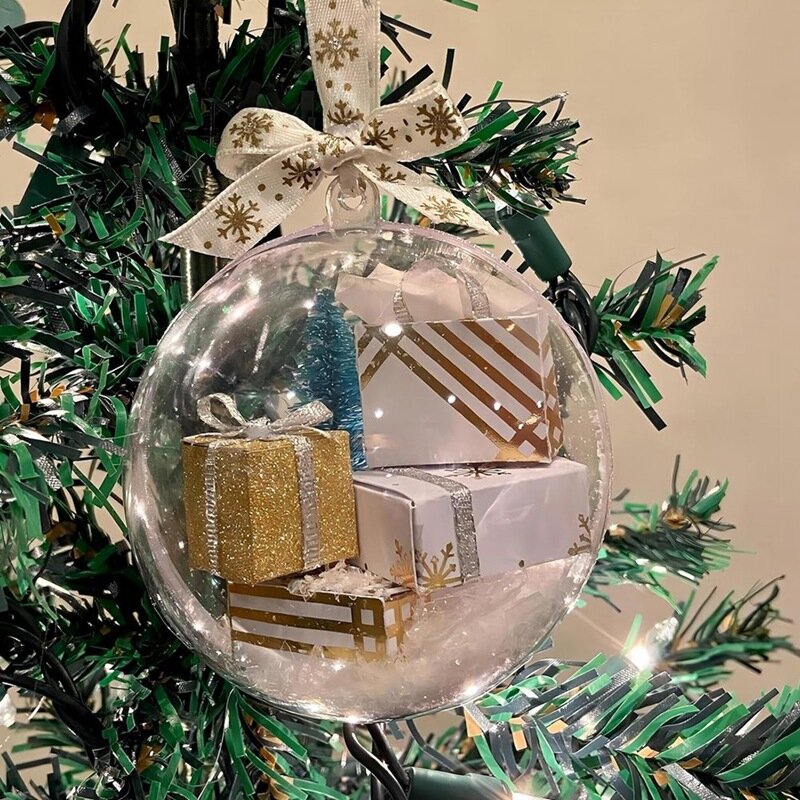 زخرفة مزخرفة شفافة لزينة شجرة عيد الميلاد ، كرة معلقة للمنزل ، هدية رائعة