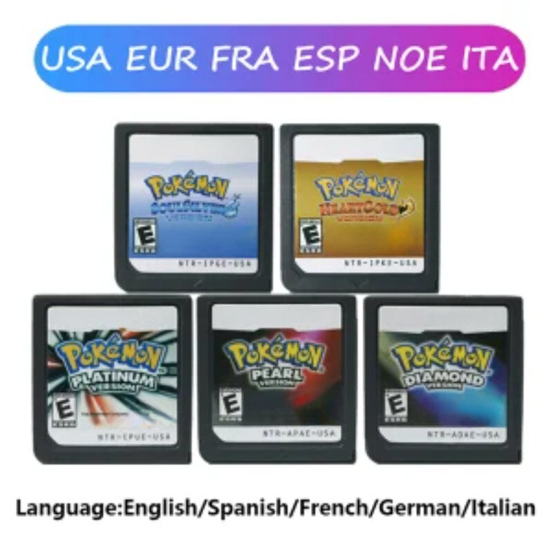 خرطوشة لعبة Pokemon Series DS ، بطاقة وحدة التحكم في الفيديو ، البلاتين ، اللؤلؤ ، الماس ، القلب ، SoulSilver ، متعددة اللغات لـ NDS 3DS