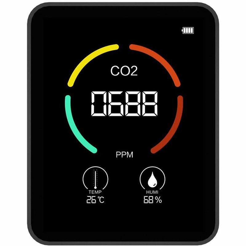 شاشات مراقبة ثاني أكسيد الكربون بجودة الهواء مع جهاز استشعار درجة الحرارة ، أداة تلوث مدمجة ، 3 في 1 ، مقياس الرطوبة