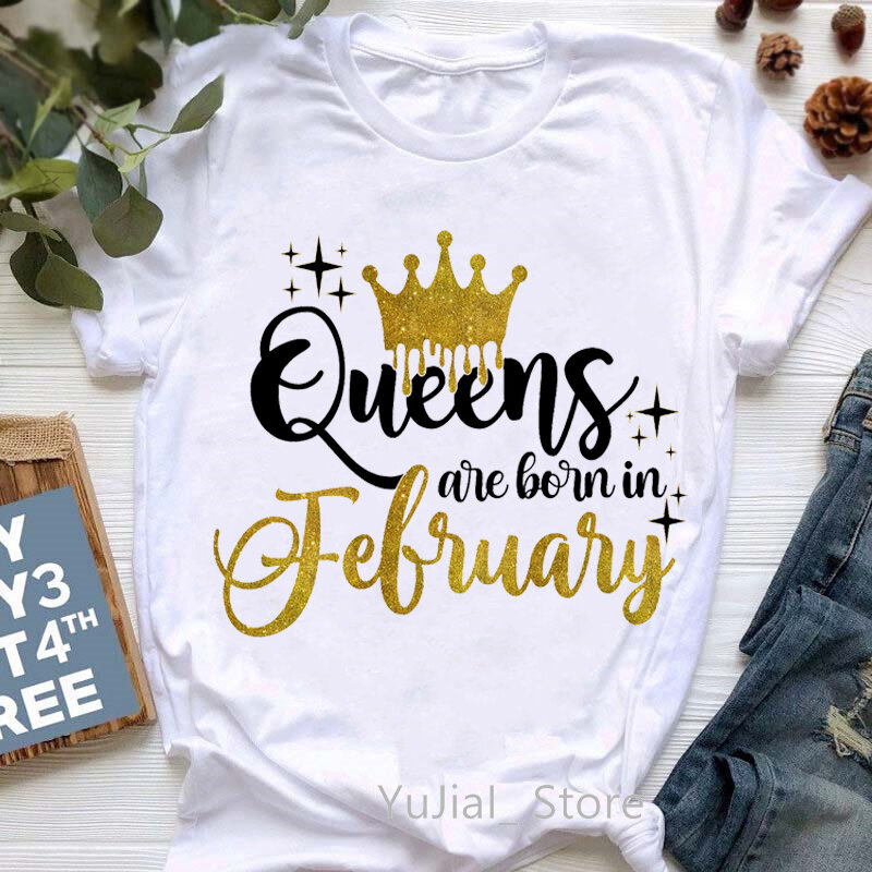 ولد تاج الملكة الذهبي 2022 في كانون الثاني/يناير إلى كانون الأول/ديسمبر تي شيرت مطبوع عليه رسومات ملابس نسائية قمصان نسائية هدية عيد الميلاد