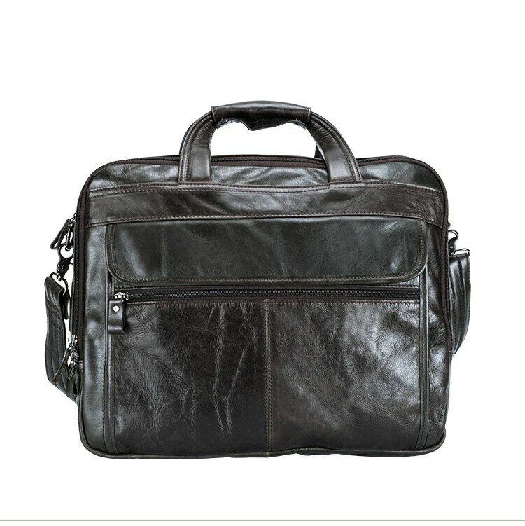 حقيبة جلدية أصلية للرجال ، حقيبة لاب توب للرجال ، حقائب يد للعمل ، حقيبة حمل من جلد البقر الناعم ، حقيبة كتف عصرية ، 14 بوصة ، 15 بوصة