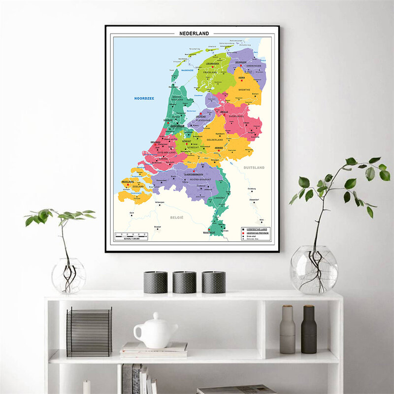 60*90 سنتيمتر في الهولندية السياسية خريطة هولندا s الجدار ملصق فني قماش اللوحة غرفة المعيشة ديكور المنزل اللوازم المدرسية