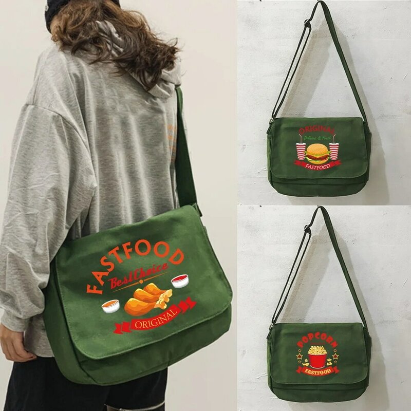 حقيبة ساعي موضة الإناث متعددة الوظائف اليابانية حقيبة ساعي طالب بسيط الشباب المحمولة واحد الكتف نمط الغذاء أكياس
