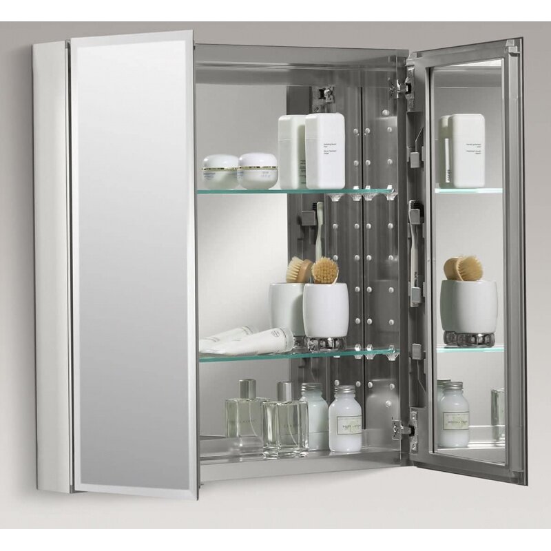 كوهلر-خزانة أدوية ببابين مع مرآة ، كابينة حائط للحمام ، راحة أو مثبتة على السطح ، 25 في x 26 في H ،