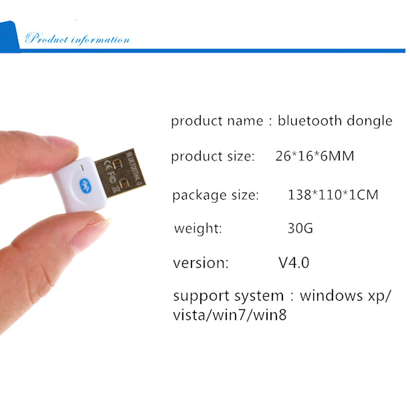 TEROW USB متوافق مع بلوتوث 4.0 محول 3Mbps CSR4.0 جهاز ريسيفر استقبال وإرسال مع CSR8510 A10 رقاقة دونغل لأجهزة الكمبيوتر المحمول وسطح المكتب