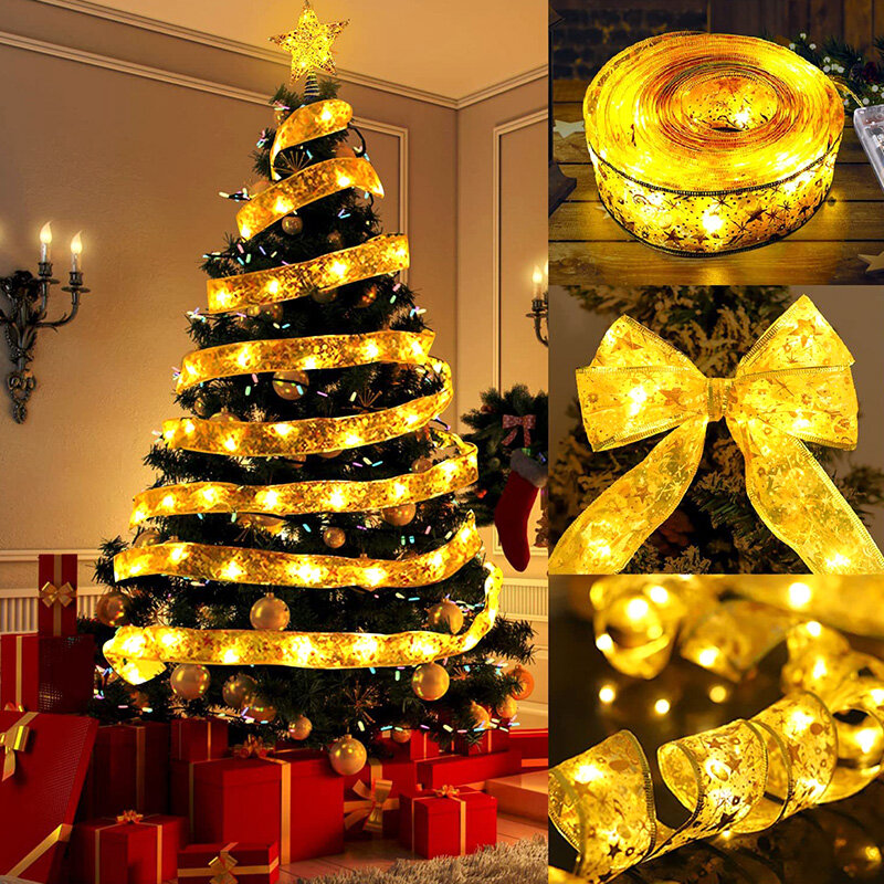 1 قطعة جديد Diy بها بنفسك الجنية سلسلة جارلاند أضواء الديكور الزفاف شجرة عيد الميلاد المنزل السنة الجديدة حلية الشريط عالية الجودة الدانتيل القوس
