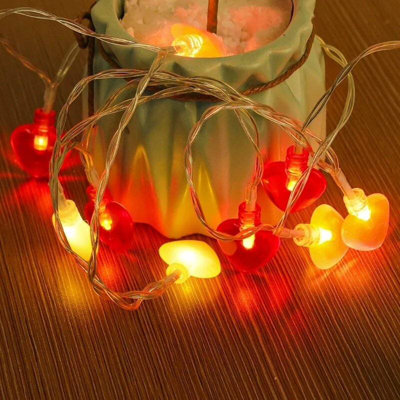 سلسلة ضوء LED على شكل قلب ، أضواء الجنية تعمل بالطاقة البطارية ، عيد الحب ، الزفاف ، السنة الجديدة ، الطرف ، ديكور عيد الميلاد ، جارلاند