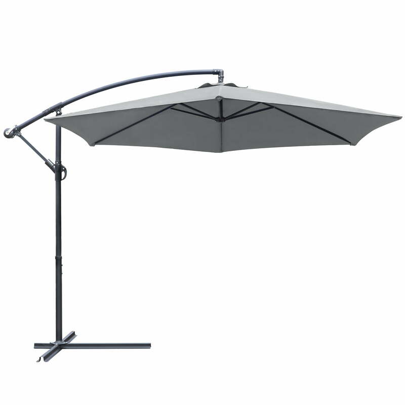 مظلة فناء مع إمالة قابلة للتعديل ، إزاحة ناتئ ، أبيض في الهواء الطلق السوق ، 10 قدم