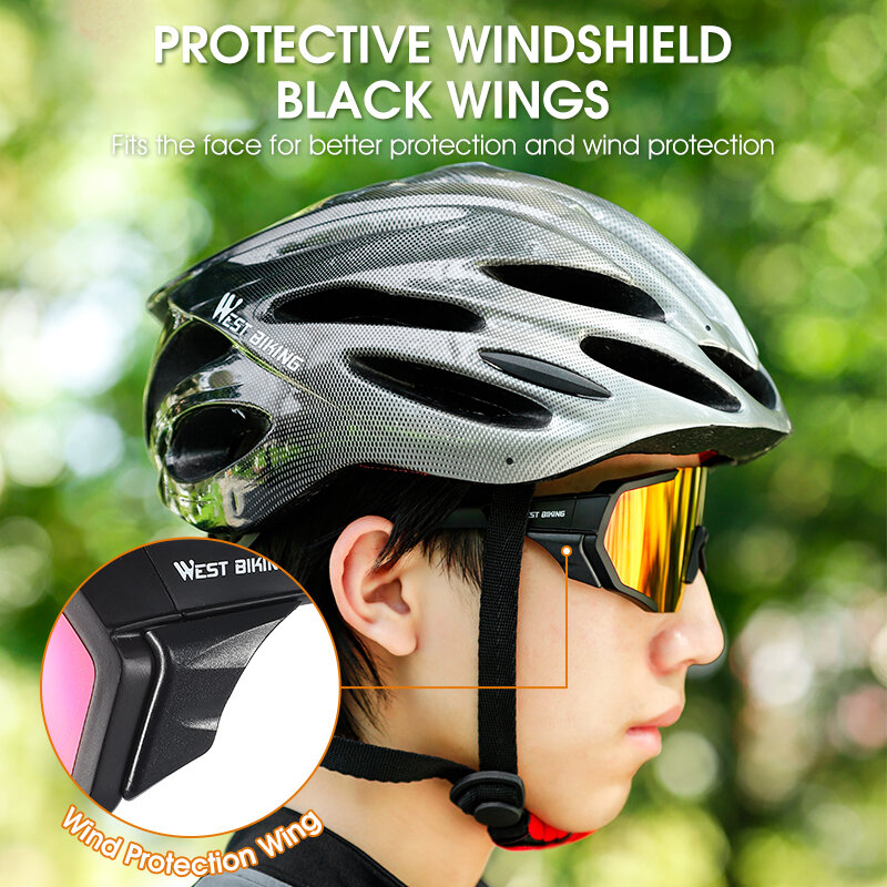 نظارات ركوب الدراجات الغربية المستقطبة للرجال والنساء ، حماية UV400 ، نظارات شمسية رياضية ، نظارات MTB ، دراجة الطريق ، نظارات واقية من الرياح ، 3 عدسات