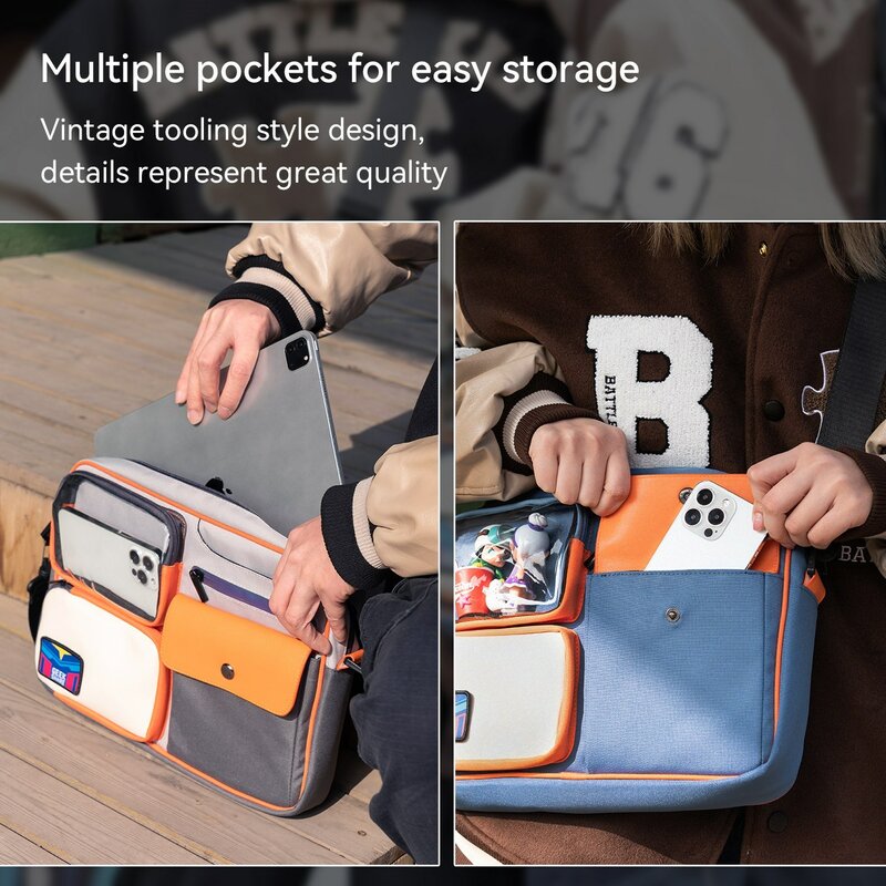 GeekShare حقيبة للرجال نينتندو سويتش حقائب كتف متعددة الوظائف بسعة كبيرة حقيبة ساعي للسفر للنساء حقائب الصدر