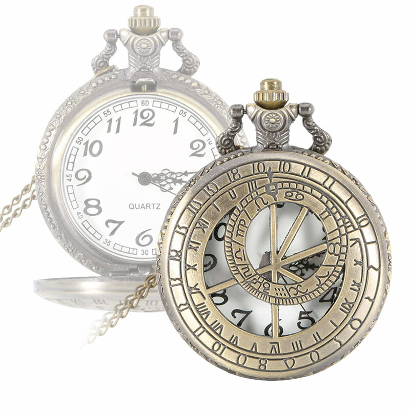 ريترو Steampunk ساعة جيب كوارتز مستديرة الأرقام الرومانية جوفاء على مدار الساعة الهدايا مع سلسلة LL @ 17