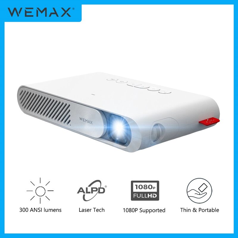 WEMAX GO جهاز عرض صغير محمول بالليزر ALPD, بروجكتور جيب ذكي، 300 ANSI لومن، 1080 بكسل، يدعم واي فاي، للسينما