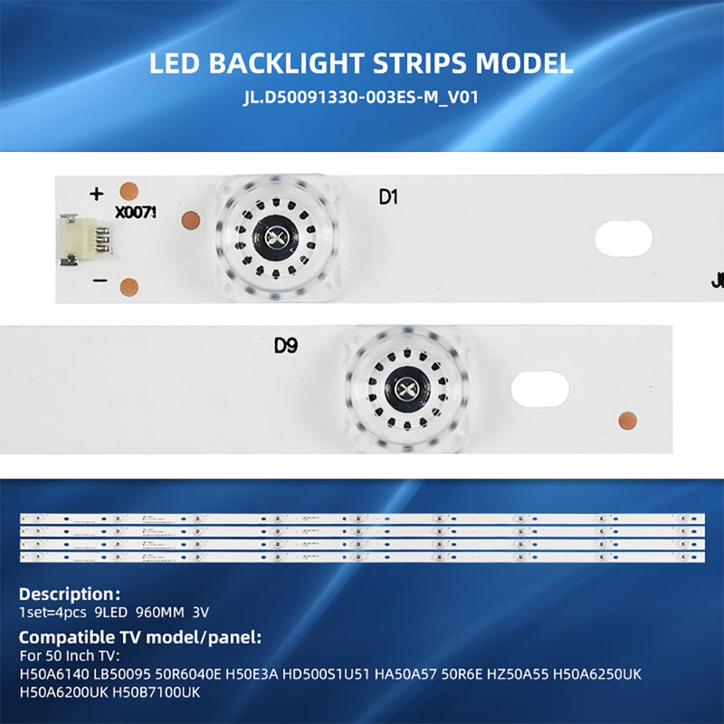 شريط الإضاءة الخلفية LED ل H50A6140 ، 50A6100 ، LB50095 ، 50R6040E ، LB50095 ، V0 ، JL.D50091330-003ES-M_V01