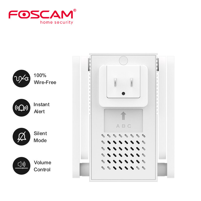 Foscam-Smart Chime 1200Mbps ثنائي النطاق موسع نطاق واي فاي ، جرس الباب الفيديو ، تنبيهات أعلى ، VD1