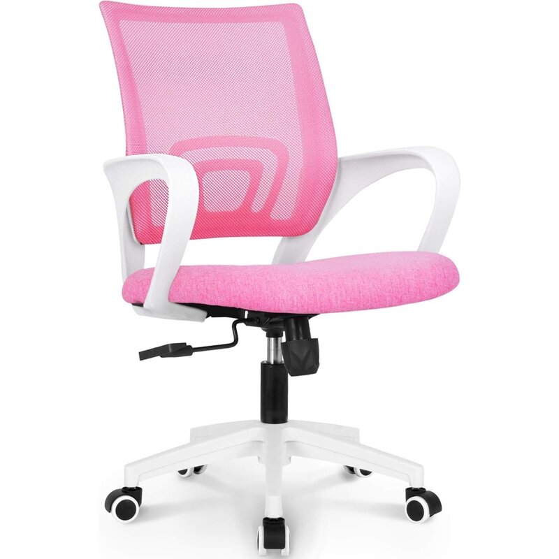 كرسي مريح ذو ظهر متوسط للمكتب ، مكتب كمبيوتر ، دعامة قطنية بعجلات ، شبكة زرقاء ، مريحة ، ألعاب