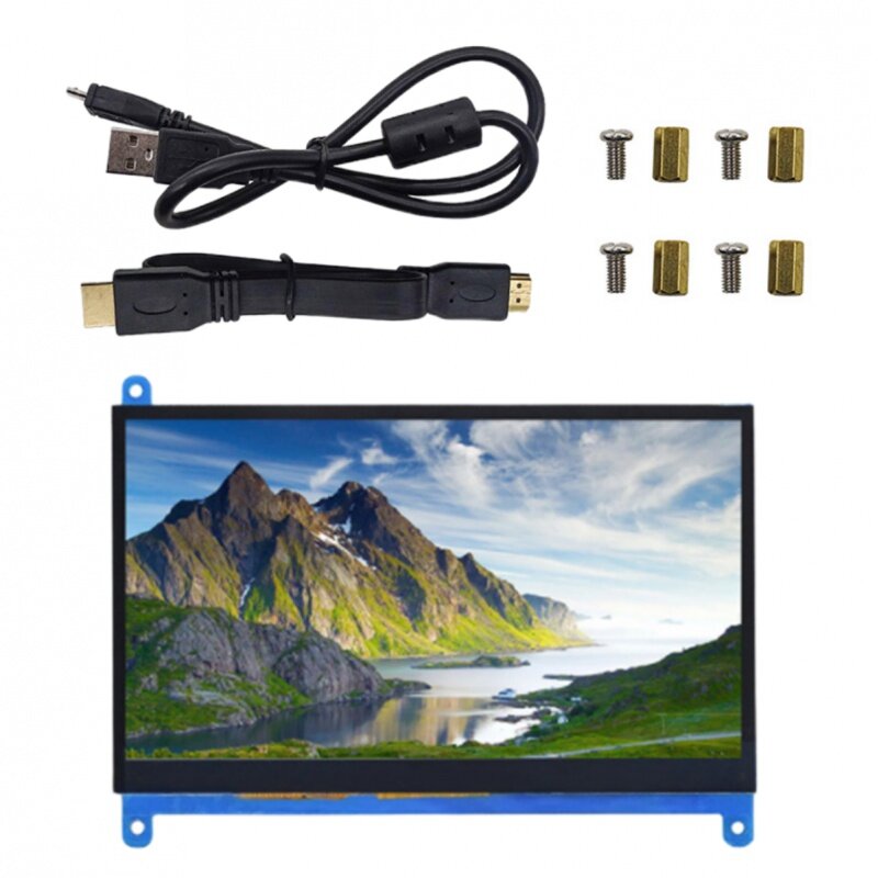 شاشة 7 بوصة LCD HDMI دعم متوافق مع متعدد الأنظمة بالسعة شاشة تعمل باللمس 1024x600 القرار لتوت العليق بي