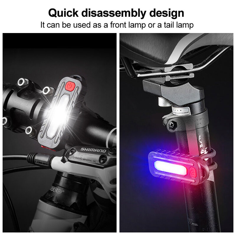 متعددة الوظائف الأحمر والأزرق تحذير ضوء USB شحن دراجة الذيل ضوء LED مقاوم للماء الشرطة الكتف كليب ضوء خوذة مصباح