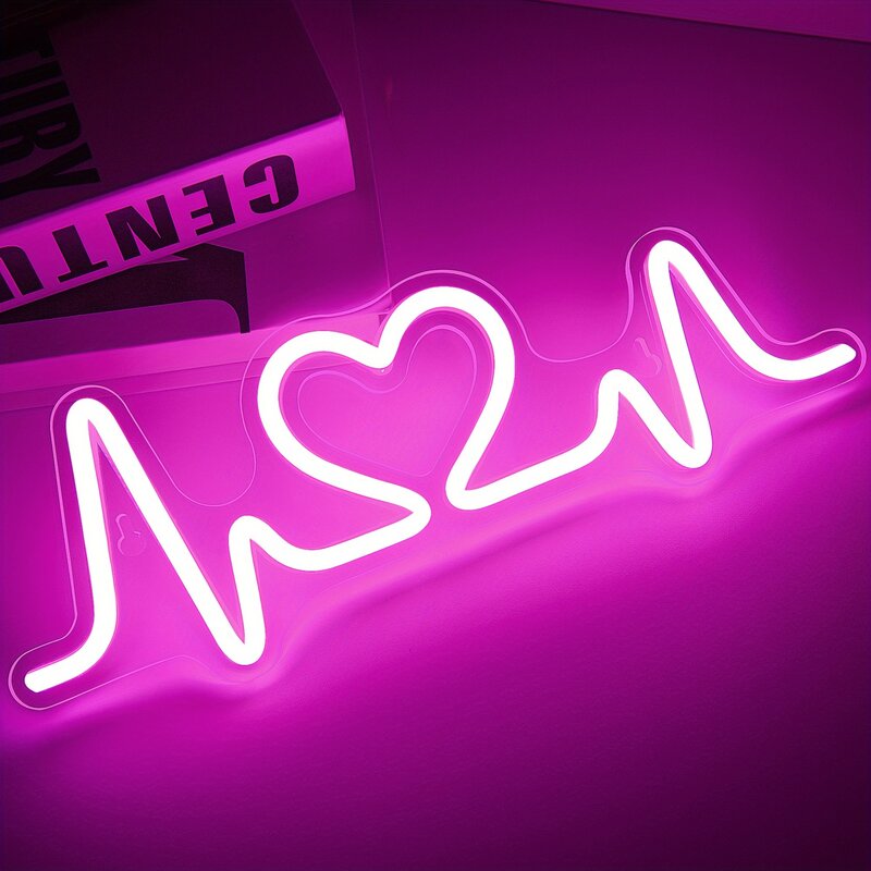 مخطط كهربية القلب من السيليكون علامة نيون ليد ، ديكور حفلة للمنزل ، ديكور جدار غرفة النوم ، هدية صديق فتاة