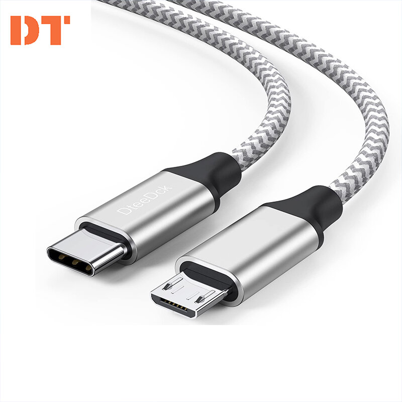 DteeDck USB C إلى Micro USB Cable Micro Type C Charging Cable USB-C USBC إلى Micro USB كابل نقل البيانات لأجهزة الكمبيوتر المحمولة والهواتف المحمولة
