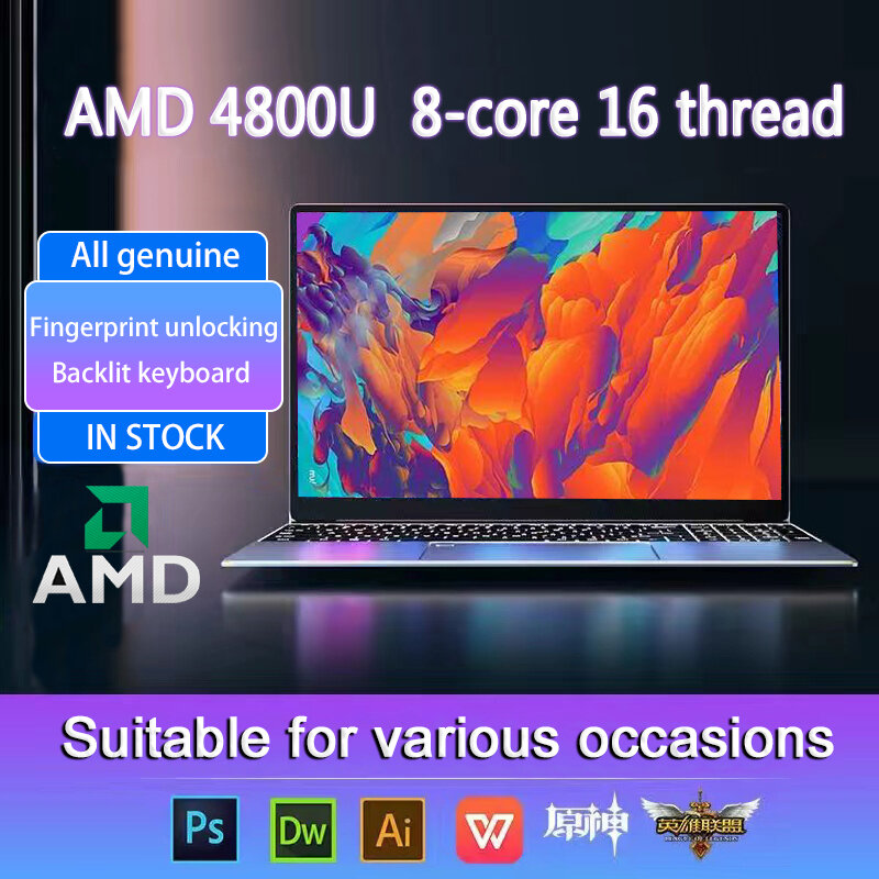 لابتوب الألعاب AKPAD-Ryzen 7, r00u Max Ram, 32GB Rom, 2 42 SSD, معدن, 5G WiFi, بلوتوث, AMD Ryzen 7 4800U, Windows 10 11 Pro