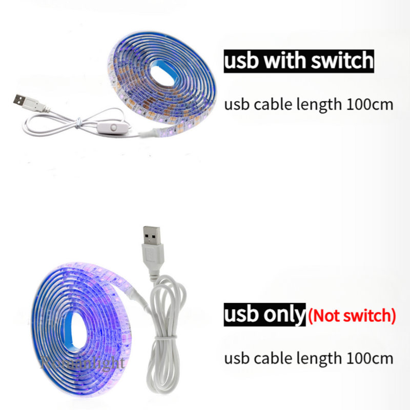 USB LED قطاع الخفيفة مع التبديل الديكور ، شريط مقاوم للماء لغرفة المنزل ، الخلفية ، الشريط ، 5 فولت ، 1 متر ، 2 متر ، 3m ، 5 متر