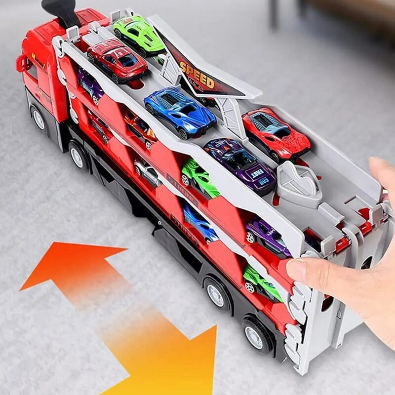 لعبة على شكل شاحنة للأطفال تشوه طرد شاحنة كبيرة سبيكة سيارة نموذج تخزين عربة مواصلات هدية
