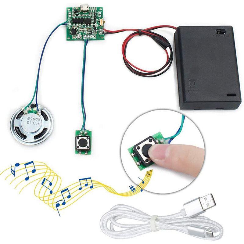 وحدة صوت قابلة للتسجيل 8 متر MP3 WAV مشغل موسيقى صوت لوحة قابلة للبرمجة مع زر التحكم في مكبر الصوت لبطاقة المعايدة صندوق تشغيل الموسيقى