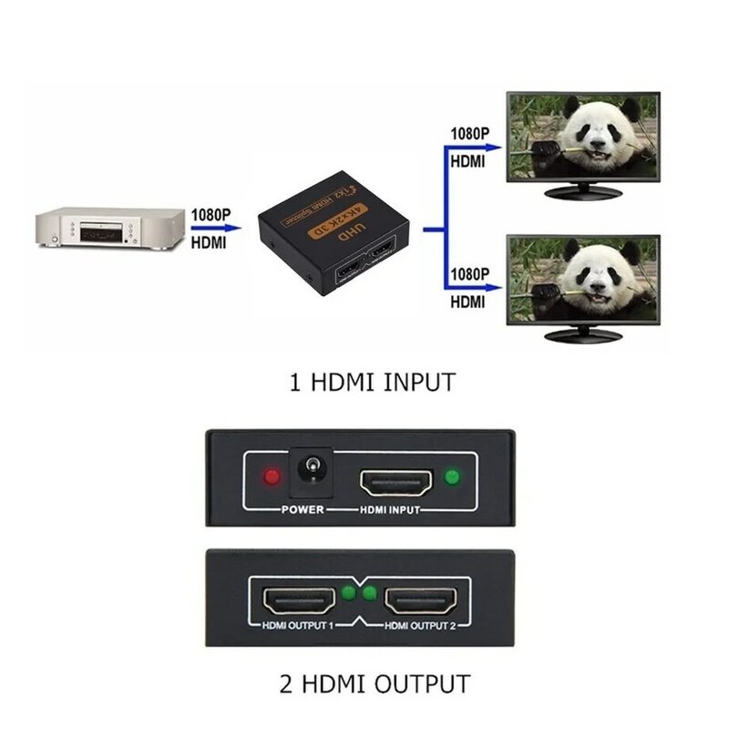 Grwibeou 4K مقسم الوصلات البينية متعددة الوسائط وعالية الوضوح (HDMI) كامل HD 1080p 1 في 2 مقسم الوصلات البينية متعددة الوسائط وعالية الوضوح (HDMI) الفيديو HDMI التبديل الجلاد 1X2 العرض المزدوج ل HDTV DVD PS3/4 XBOX
