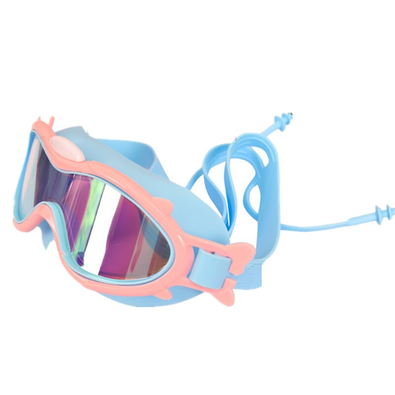 أطفال نظارات الوقاية للسباحة الأطفال رؤية واسعة مكافحة الضباب مكافحة الأشعة فوق البنفسجية قناع الغوص والغطس الأذن المقابس في الهواء الطلق الرياضات المائية السباحة نظارات