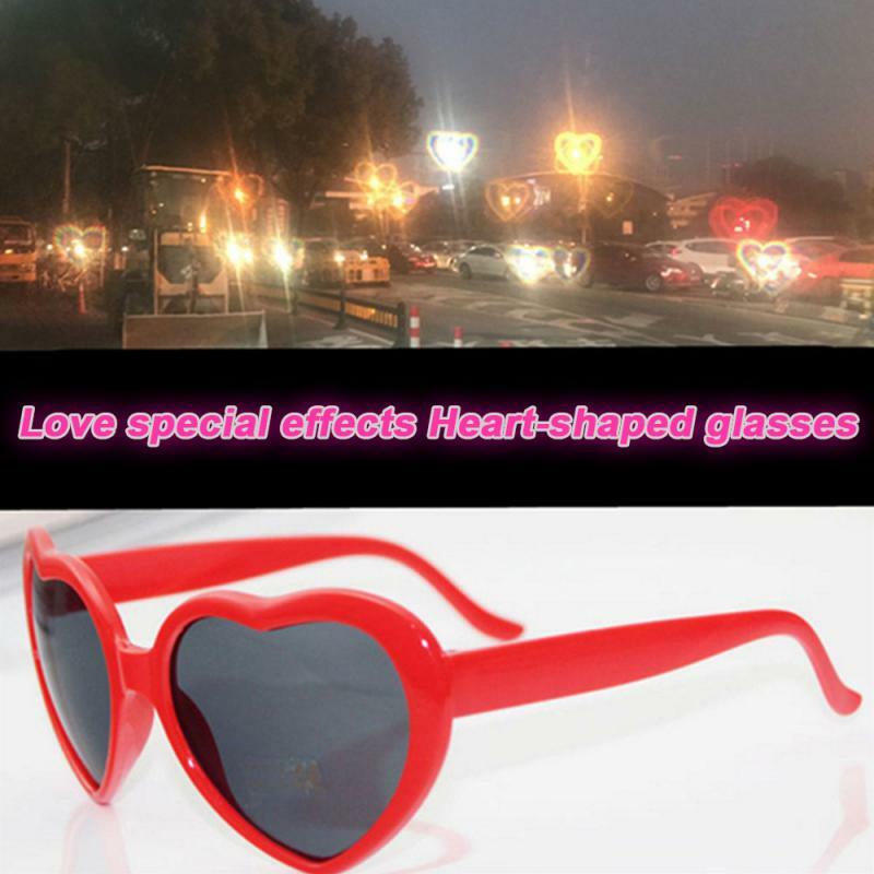 الحب شكل قلب النظارات الشمسية الحب المؤثرات الخاصة لمشاهدة تغيير الضوء إلى نظارات على شكل قلب في الليل النظارات الشمسية