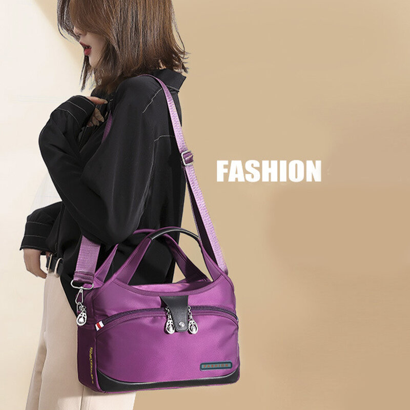 حقيبة كتف متعددة الاستخدامات للنساء ، وتطبيق واسع والأزياء ، مصنوعة من قماش أكسفورد ، وحقيبة رسول ، الأرجواني الأنيق