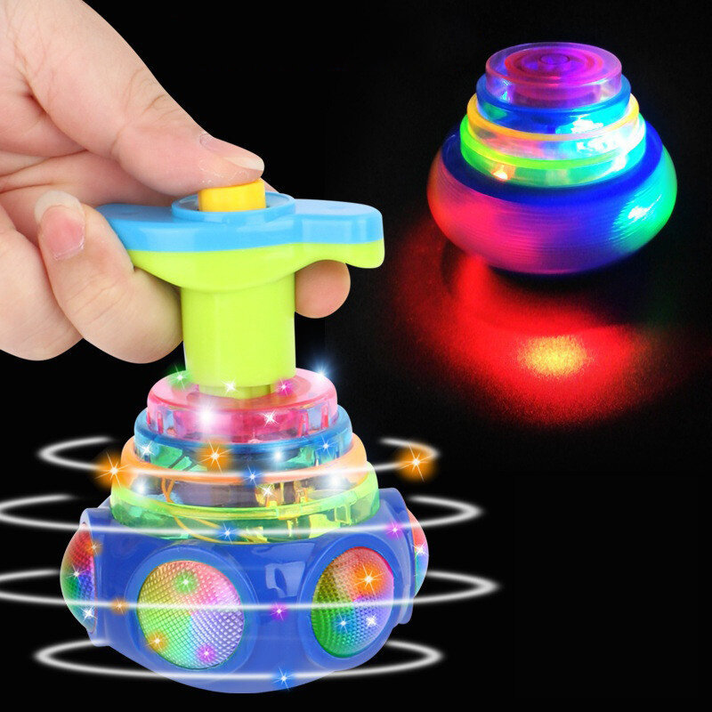 1 مجموعة الكهربائية LED الغزل العلوي ضوء وماض الموسيقى لطيف أشكال حيوانات قاذفة نموذج توهج في الليل الدورية لعبة طفل هدية