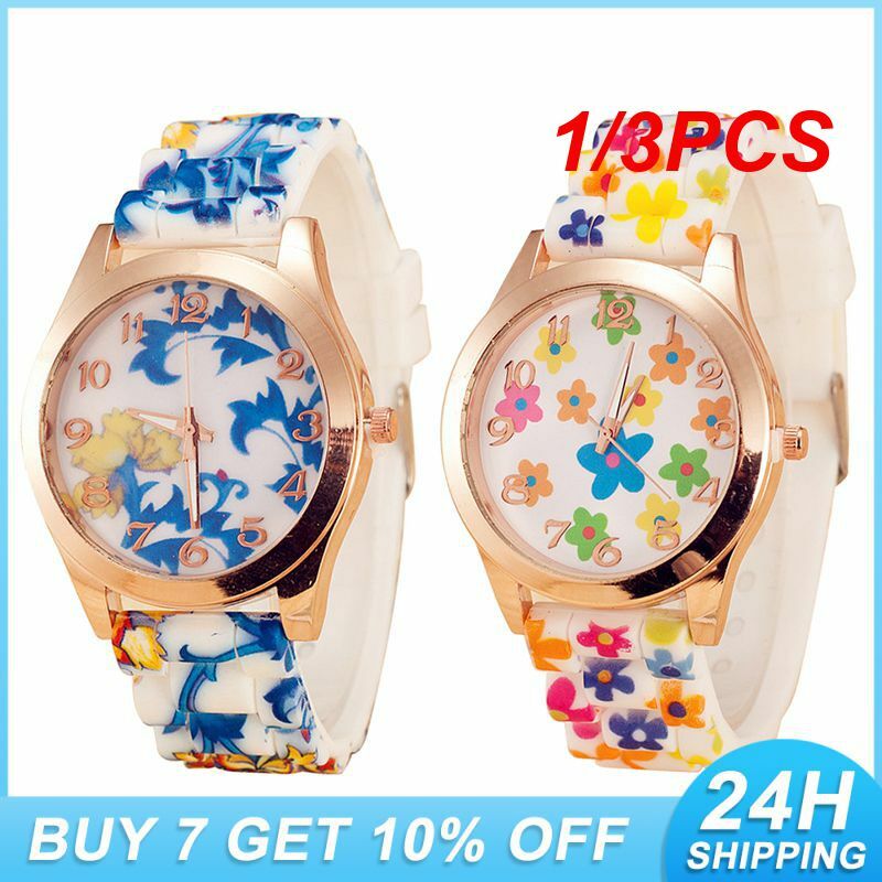 ساعة يد نسائية بنمط زهور ، تصميم متعدد الألوان ، أنيقة وفاخرة ، هدية مثالية للسيدات ، أزياء مذهلة ، 1: 1: 3
