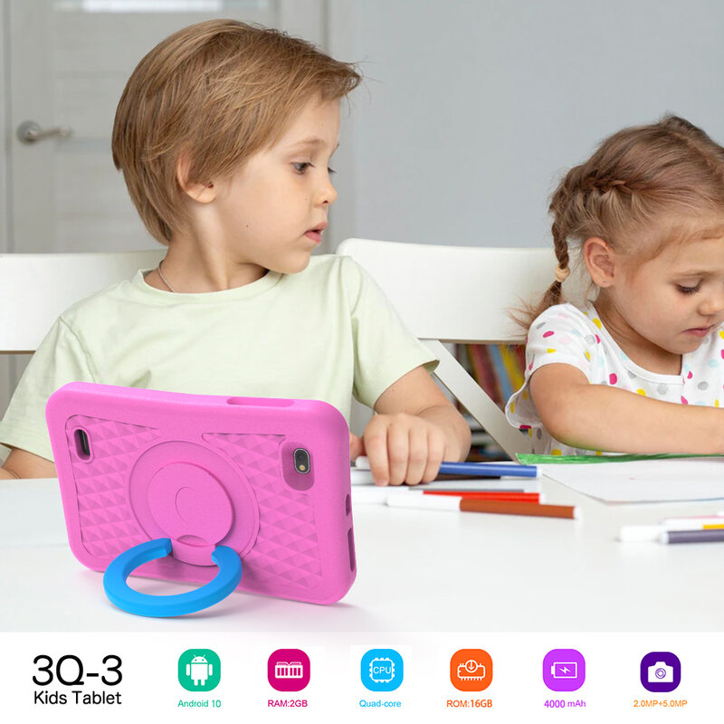 QPS 8 بوصة الاطفال أقراص أندرويد 10 1280*800 HD Ouad الأساسية واي فاي 2GB 32GB جهاز لوحي للأطفال دراسة مع حامل 4000mAh