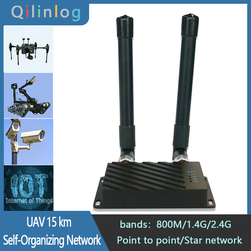 جهاز الإرسال والاستقبال اللاسلكي 800M 1.4G 2.4G 15 كجم جهاز إرسال الفيديو/البيانات استقبال طويلة المدى الطائرات بدون طيار/الروبوت التنظيم الذاتي الشبكة