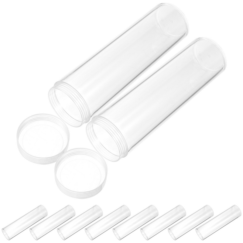 أنبوب تخزين عملات بلاستيكي شفاف محمول ، حاوية مقتنيات ، قطر 25 ، 10