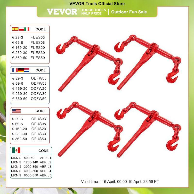 VEVOR-السقاطة سلسلة تحميل الموثق ، الصناعية ربط أسفل ، تأمين سحب ، قابل للتعديل ، 3,8-1,2 "، 9215Lbs ، قدرة التحميل ، 4 قطعة