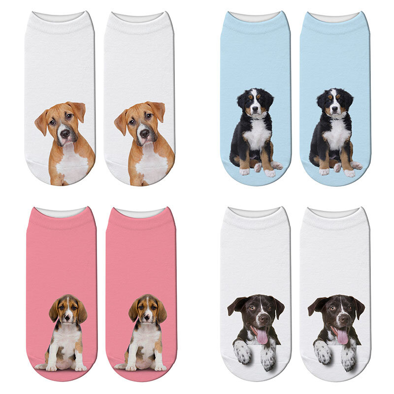 Lovely Dog Printed Short Socks For Unisex Funny Harajuku Animal Women Low Ankle Socks Fashion Creativity Cotton Short Socks