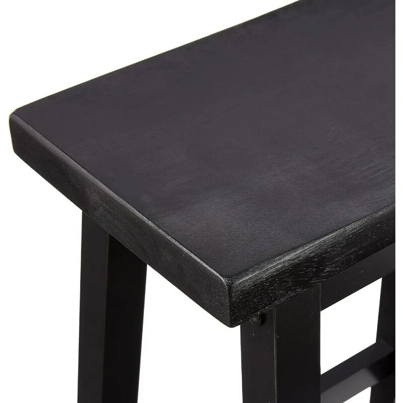 الأساسيات-كرسي سرج خشبي صلب ، طاولة مطبخ ، مقعد مرتفع ، 24 بوصة ، أسود ، مجموعة من 2