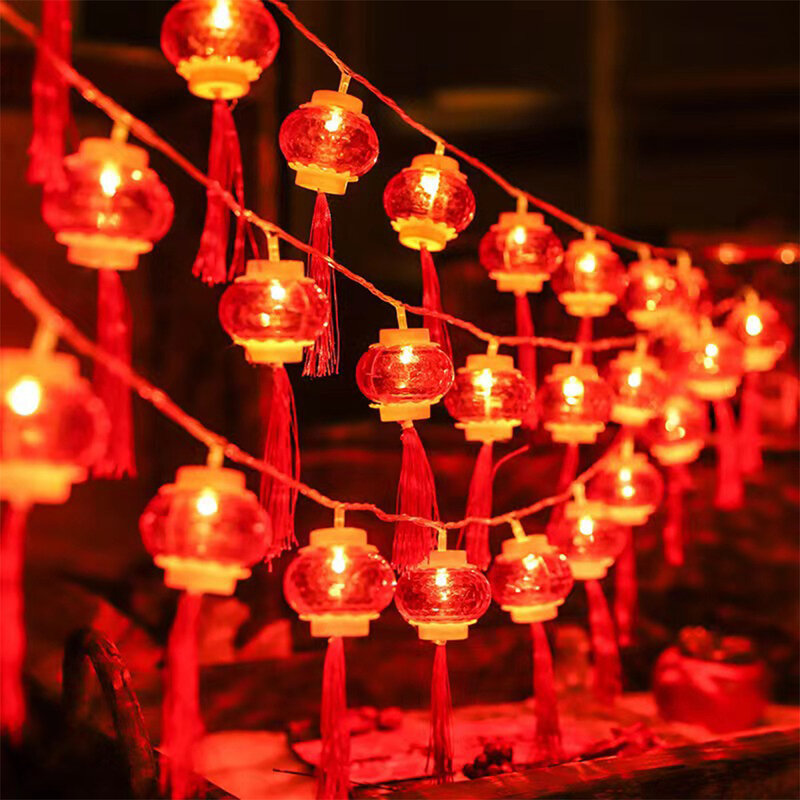 فوانيس مزخرفة بلاستيكية لديكورات السنة القمرية الجديدة ، مصباح أجواء احتفالي ، سهل الاستخدام ، مستخدم على نطاق واسع